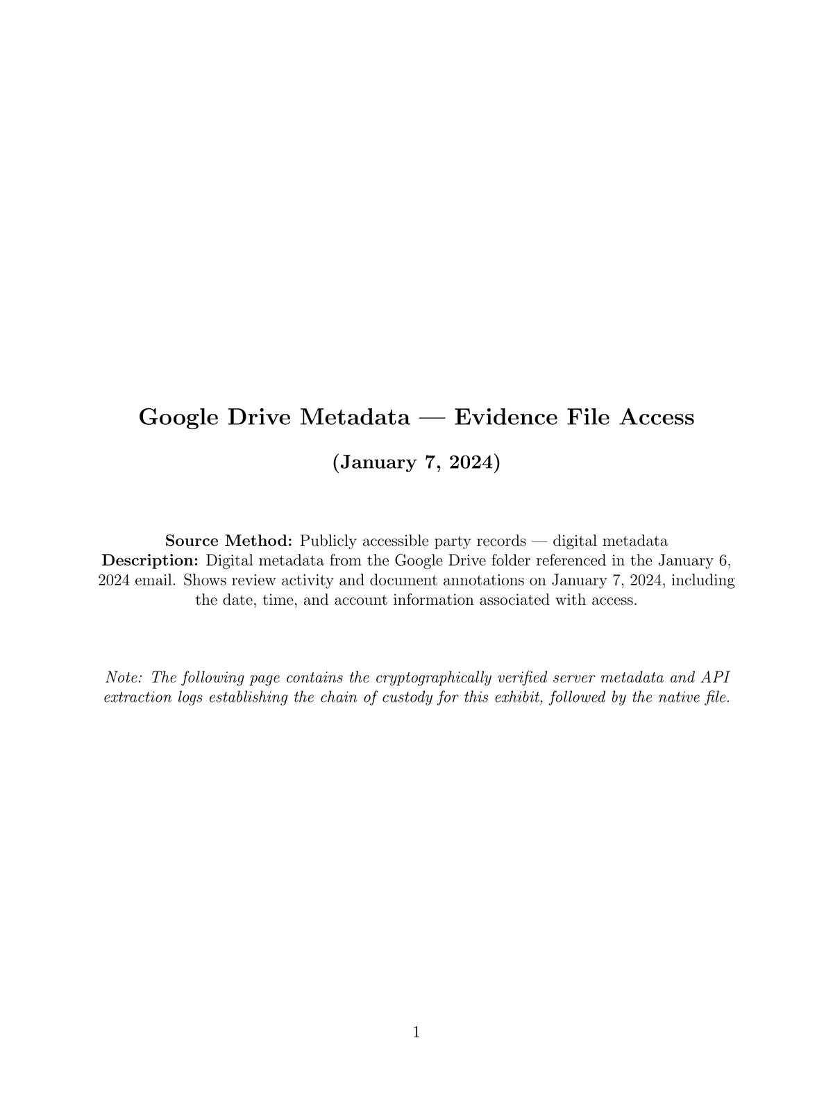 Preview of Google Drive API Metadata & Cryptographic Verification